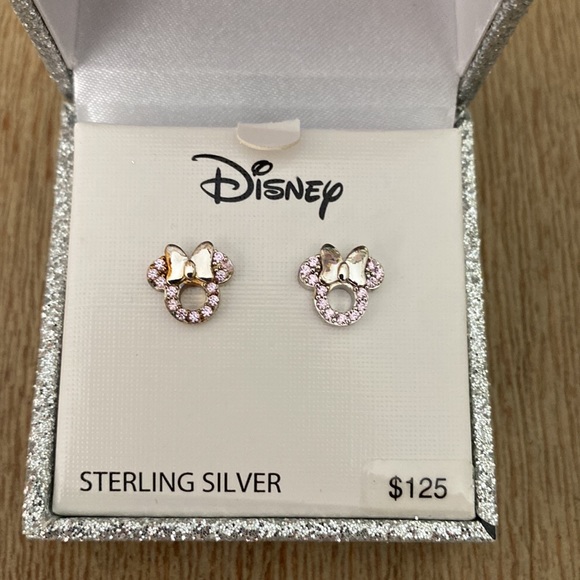 Pink CZ Minnie Mouse Earrings - Picture 3 of 6